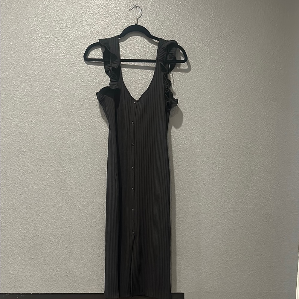 Zara Black Midi Dress with Timeless Elegance